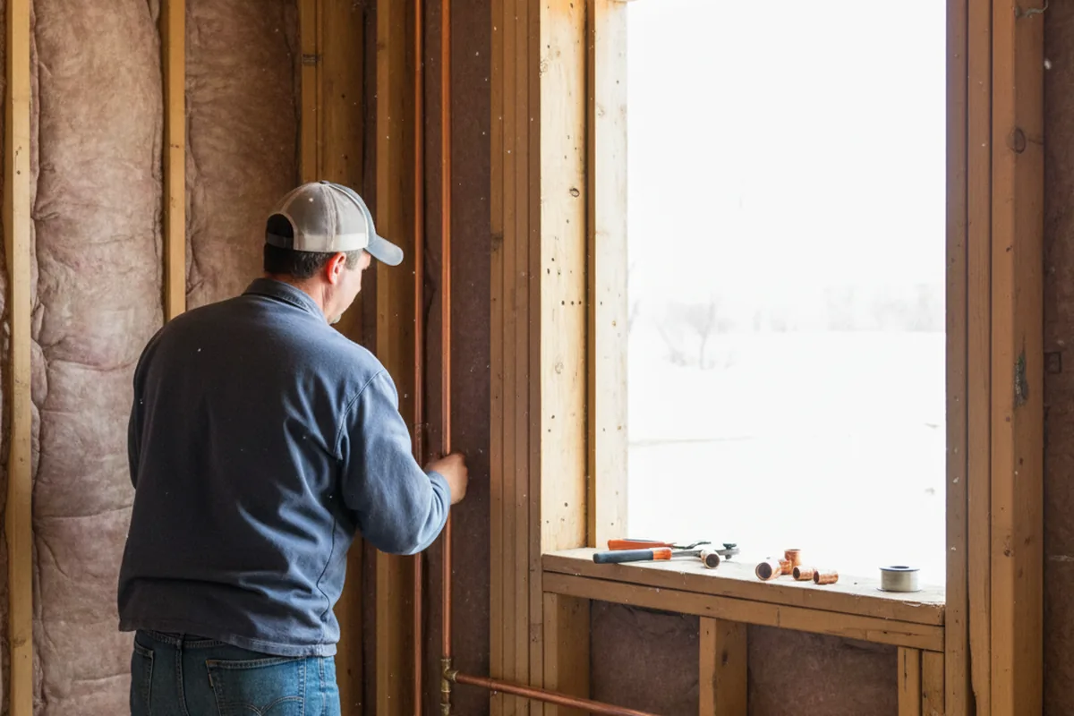 Licensed plumber running new copper supply lines in a Fort Valley home