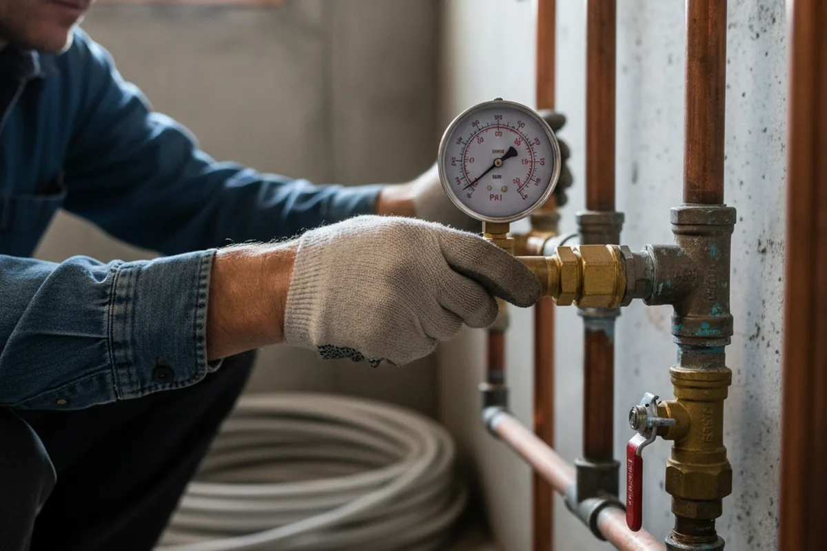 Pressure testing a repaired line during Water Line Repair in Fort Valley